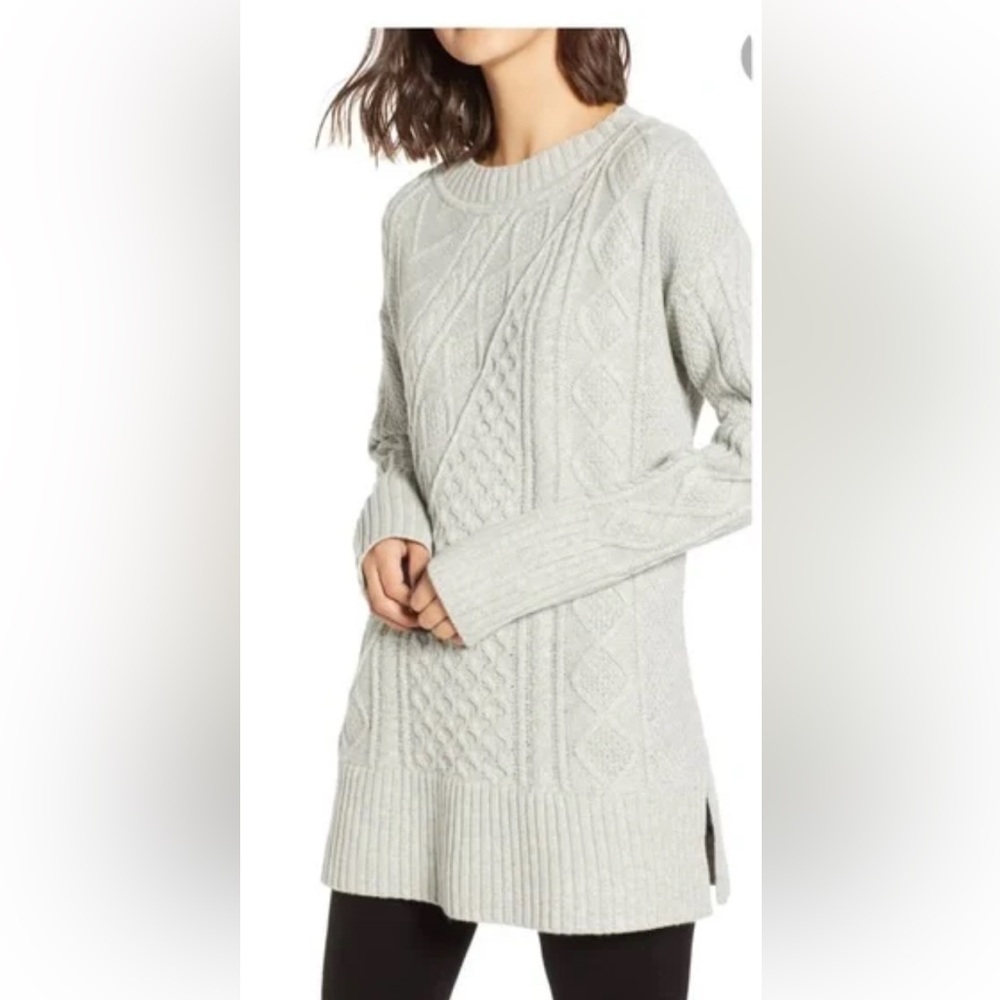 JCrew Gray Cable Knit Sweater